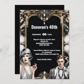 Invitation Art déco The Great Gatsby Flapper girl man années  (Devant / Derrière)