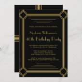 Invitation Art déco toute fête d'anniversaire d'âge (Devant / Derrière)