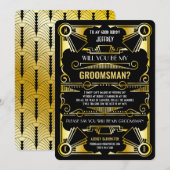 Invitation Art Déco Veux-tu être mon garçon d'honneur Or & No (Devant / Derrière)