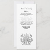 Invitation Art Déco Vintage Arabesque Plume Argentée (Dos)