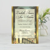 Invitation Art Déco Vintage Beach Faux Vellum Mariage (Debout devant)