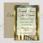 Invitation Art Déco Vintage Beach Faux Vellum Mariage (Devant / Derrière)