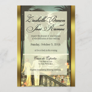 Invitation Art Déco Vintage Beach Faux Vellum Mariage