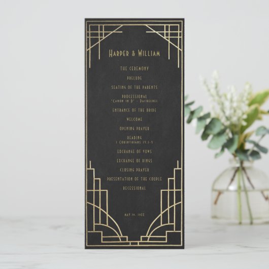 Invitation Art Deco wedding program (Debout devant)
