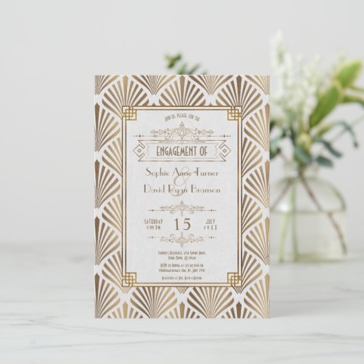 Invitation Art Déco White Gatsby 1920's Engagement Party (Debout devant)
