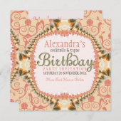 Invitation Art Décor & Dentelle Anniversaire Cocktail Invitat (Devant / Derrière)