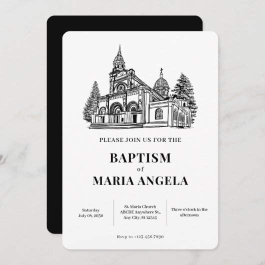 Invitation Art d'église minimaliste  (Devant / Derrière)