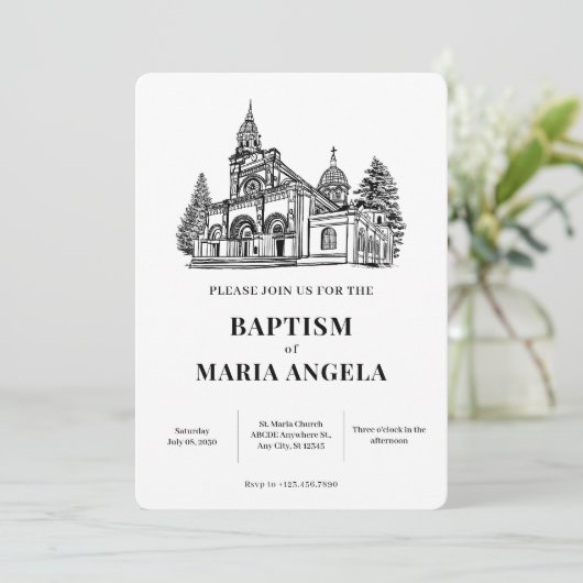 Invitation Art d'église minimaliste  (Debout devant)