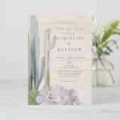 Invitation Art en bois succulent de nuit de cactus bienvenu (Debout devant)