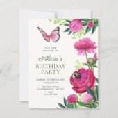 Invitation art floral anniversaire de naissance (Devant)