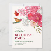 Invitation art floral d'anniversaire (Devant)