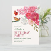 Invitation art floral d'anniversaire (Debout devant)