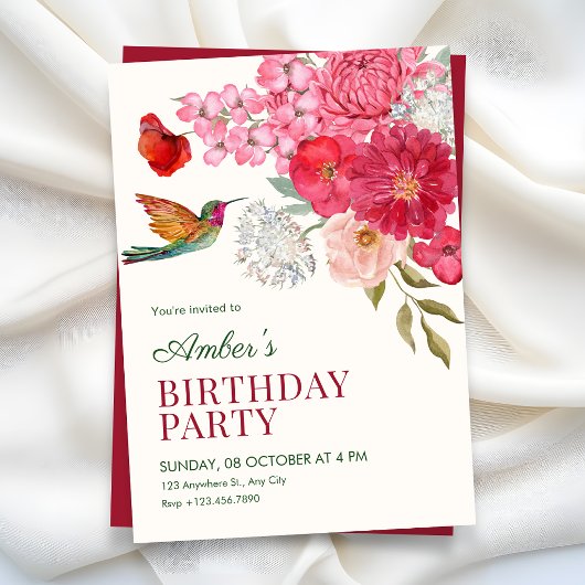 Invitation art floral d'anniversaire
