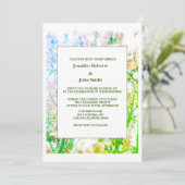 Invitation Art Floral Sage Vert Blanc Élégant Mariage (Debout devant)