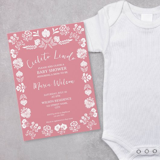 Invitation Art folklorique mexicain Cielito Lindo Dusty Rose