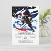 Invitation Art Martial moderne de Ninja Anniversaire (Debout devant)