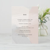 Invitation Art minimaliste Abstrait Blush 21e anniversaire (Debout devant)