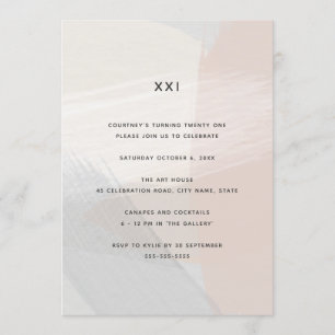 Invitation Art minimaliste Abstrait Blush 21e anniversaire