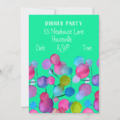 Invitation Art moderne abstrait arbre coloré Diner fêtes (Devant)