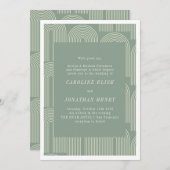 Invitation Art moderne Arch Line Sage Vert Mariage formel (Devant / Derrière)