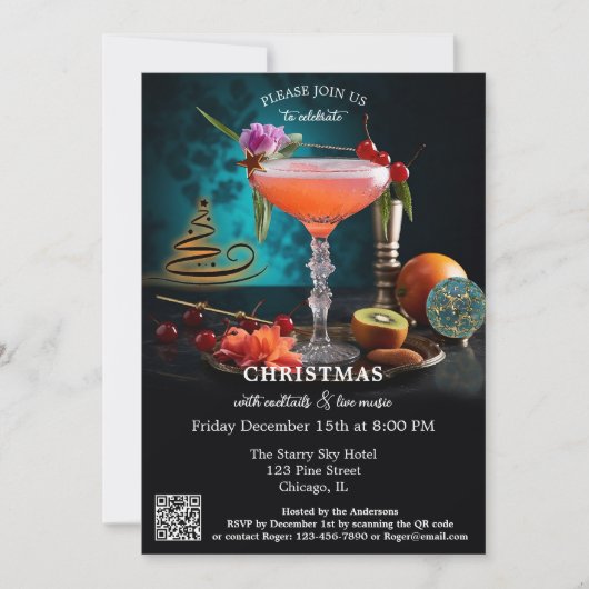 Invitation Art moderne Cocktail original Noël (Devant)