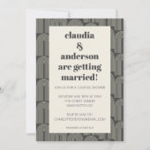 Invitation Art moderne de la ligne d'arc | Couples gris noir (Devant)