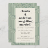 Invitation Art moderne de la ligne d'arc | Sage Green Couples (Devant / Derrière)
