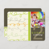 Invitation Art moderne rétro amusant Scribbles Photo Annivers (Devant / Derrière)