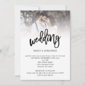 Invitation Art moderne Script Photo QR Code Mariage (Devant)