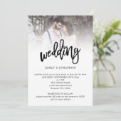 Invitation Art moderne Script Photo QR Code Mariage (Debout devant)
