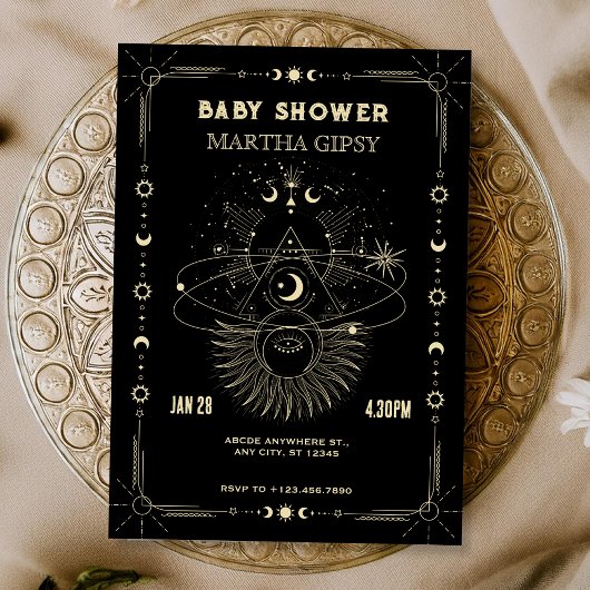 Invitation Art mystique lune céleste Baby douche