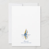 Invitation Art Navy Blue Yellow Fête des mariées de bateau à  (Dos)