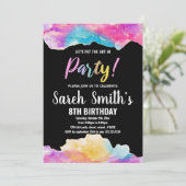 Invitation Art noir violet dans la peinture de parti Annivers (Debout devant)