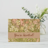 Invitation Art Nouveau Alfonse Mucha fleurs d'oeillets floral (Debout devant)