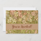 Invitation Art Nouveau Alfonse Mucha fleurs d'oeillets floral (Devant)