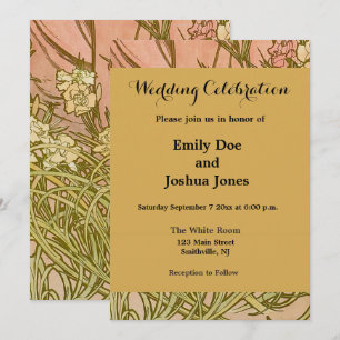 Invitation Art Nouveau Alphonse Mucha Fleurs de carnation flo