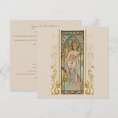 Invitation Art Nouveau Alphonse Mucha pour toute occasion (Devant / Derrière)