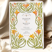 Invitation Art Nouveau Art Nouveau Orange Lily Mariage
