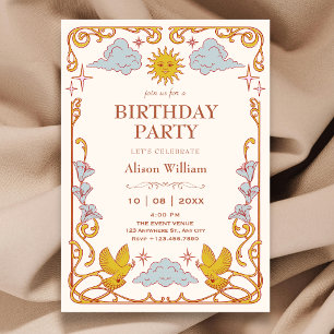 Invitation Art nouveau Céleste anniversaire