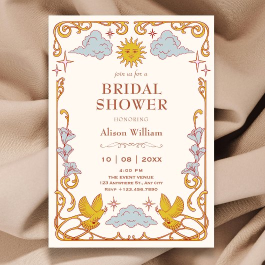 Invitation Art nouveau Céleste douche de mariée