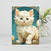 Invitation Art Nouveau Chat Blanc d'Alphonse Mucha (Debout devant)