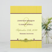 Invitation Art nouveau classique Jaune et violet foncé Mariag (Debout devant)