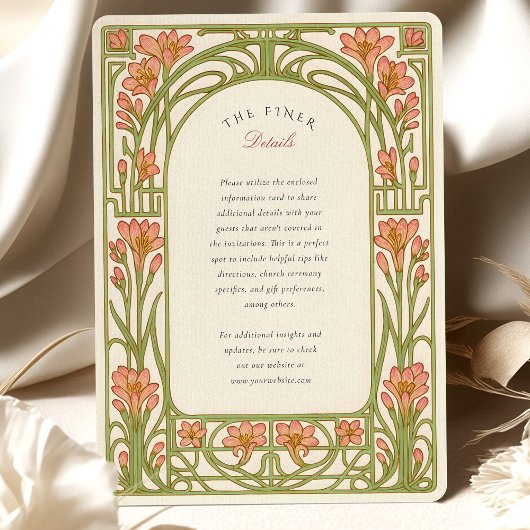 Invitation Art Nouveau Coral Lily Mariage architectural