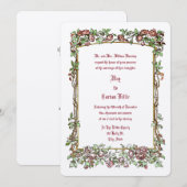Invitation Art Nouveau Couleur Rose Floral Mariage frontalier (Devant / Derrière)