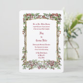 Invitation Art Nouveau Couleur Rose Floral Mariage frontalier (Debout devant)