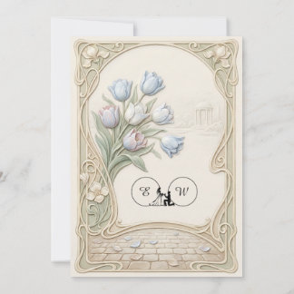 Invitation Art Nouveau Curvilinear Garden Estate Wedding