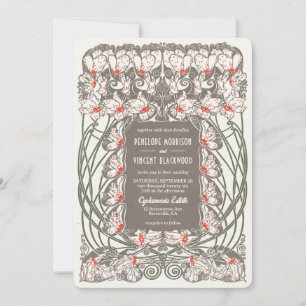 Invitation Art Nouveau Cyclamen Elegance Mariage