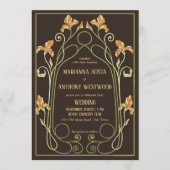 Invitation Art nouveau dark brown elegant wedding (Devant)