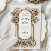Invitation Art Nouveau élégant Floral Motif Mariage