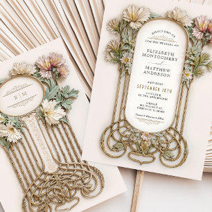 Invitation Art Nouveau élégant Floral Motif Mariage